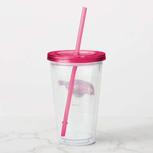 Hübscher rosa Vogel Acryltrinkbecher (Rückseite)