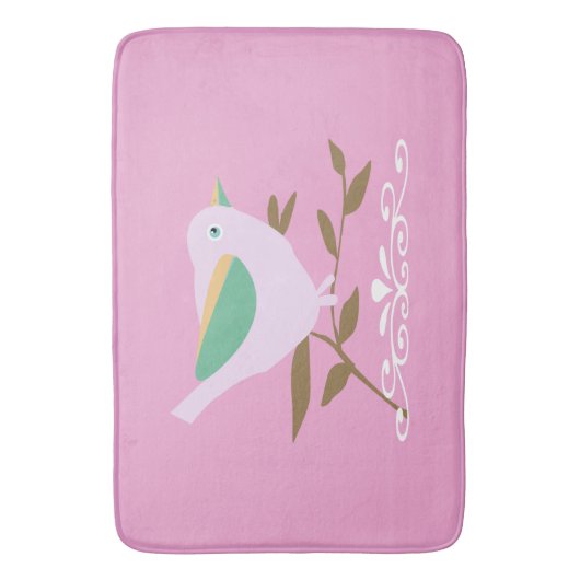 Hübscher Rosa-Vogel Badematte (Vorderseite Vertikal)