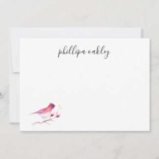 Hübscher Rosa-Wasserfarben-Bird-Personalisiert-Fla