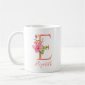 Hübscher rosa Watercolor-Buchstabe "E " Kaffeetasse (Links)