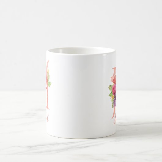 Hübscher rosa Watercolor-Buchstabe "H " Kaffeetasse (Mittel)