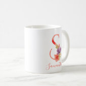 Hübscher rosa Watercolor-Buchstabe "S " Kaffeetasse (VorderseiteRechts)