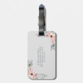 Hübscher rosa Watercolor mit Blumen und Monogramm Gepäckanhänger (Rückseite vertikal)