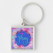 Hübscher rosafarbener Pray Inspirierend Schlüsselanhänger (Vorne)