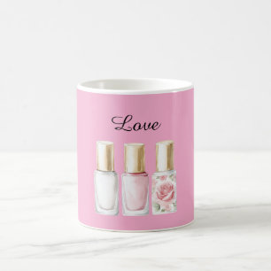 Hübscher rosaroter Blumen-Nagellack Kaffeetasse