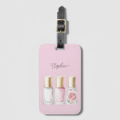 Hübscher Rosen-Schamrot-Pink-Blumen-Nagellack Gepäckanhänger (Vorderseite Vertikal)