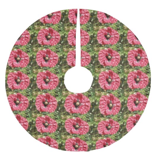 Hübscher Roter Mohn Blume Makro Treppenhaus Polyester Weihnachtsbaumdecke (Vorderseite)