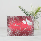 Hübscher Roter Schneeflocken Sweet 16 Einladung (Stehend Vorderseite)