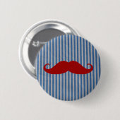 Hübscher Roter Schnurrbart und blaue weiße Streife Button (Vorne & Hinten)