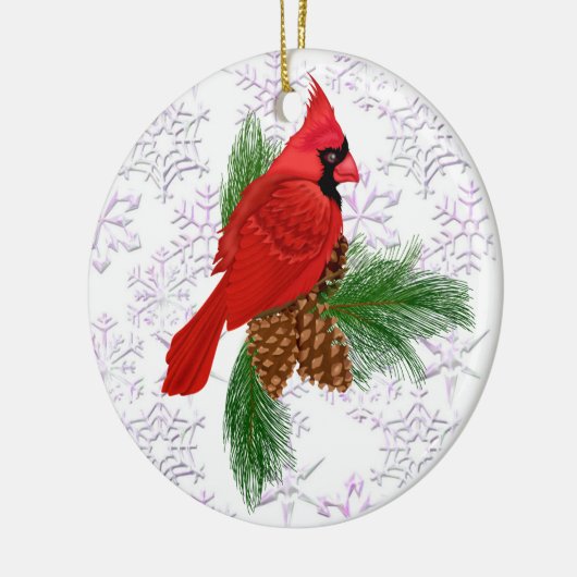 Hübscher Roter Vogel - Kardinal - SRF Keramik Ornament (Links)