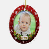 Hübscher (roter) Weihnachtsrahmen für Fotos Keramikornament (Rechts)