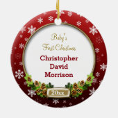 Hübscher (roter) Weihnachtsrahmen für Fotos Keramikornament (Hinten)