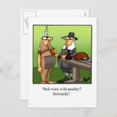 Hübscher Rotwein mit Geflügel Erntedank Postkarte (Vorne/Hinten)