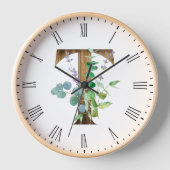 Hübscher rustikaler Letter T-Holzrahmen Uhr (Vorderseite)