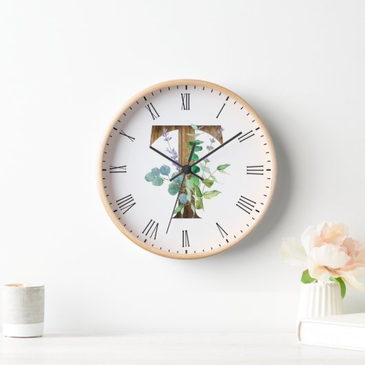 Hübscher rustikaler Letter T-Holzrahmen Uhr (Zuhause)