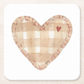 Hübscher rustikaler Tartan in Herzform Modernbraun Rechteckiger Pappuntersetzer (Vorderseite)