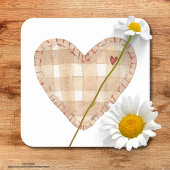 Hübscher rustikaler Tartan in Herzform Modernbraun Rechteckiger Pappuntersetzer