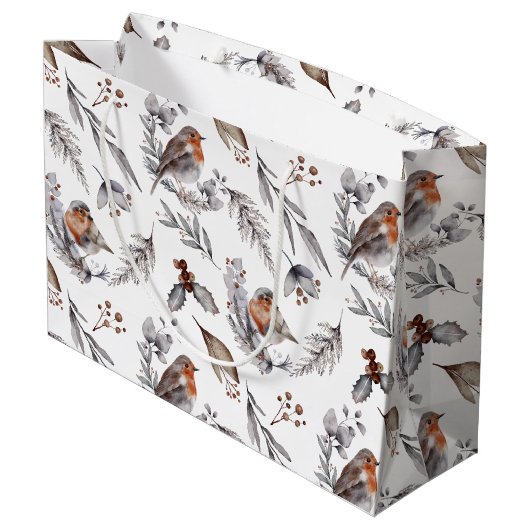 Hübscher rustikaler Winterspieß Große Geschenktüte (Rückseite Schrägansicht)