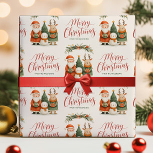 Hübscher Santa-Rentier-Name Frohe Weihnachten Gesc Geschenkpapier