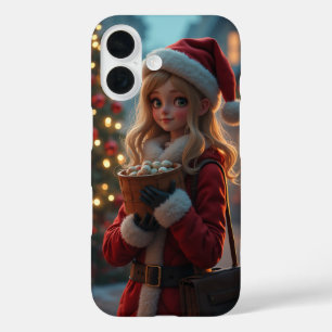 Hübscher Santa stehend vor einem Weihnachtsbaum iPhone 16 Hülle