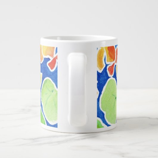 Hübscher Scarlet und Gelbe Nasturtien Jumbo Tasse (Rückseite)