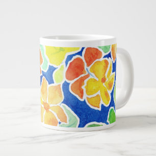 Hübscher Scarlet und Gelbe Nasturtien Jumbo Tasse