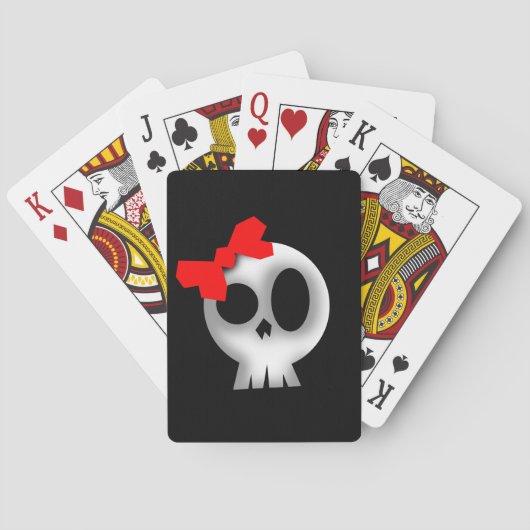 Hübscher Schädel mit rotem Bogen Spielkarten (Rückseite)
