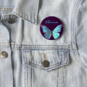 Hübscher schillernder blauer Schmetterling Button (Beispiel)