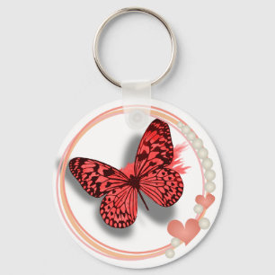 Hübscher Schlüssel/Taschenkette mit rosa Schmett Schlüsselanhänger