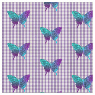 Hübscher Schmetterling Aquamarin Lila Ombre Graphi Stoff
