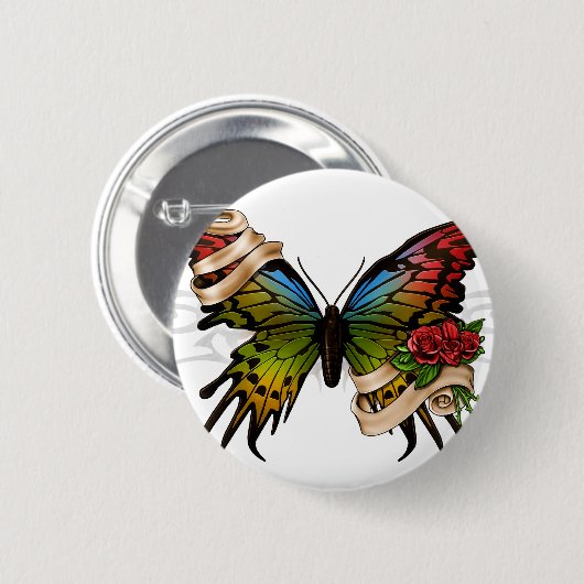 Hübscher Schmetterling Button (Vorne & Hinten)