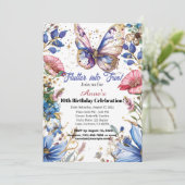 Hübscher Schmetterling-Geburtstagsgeschenk Einladung (Stehend Vorderseite)