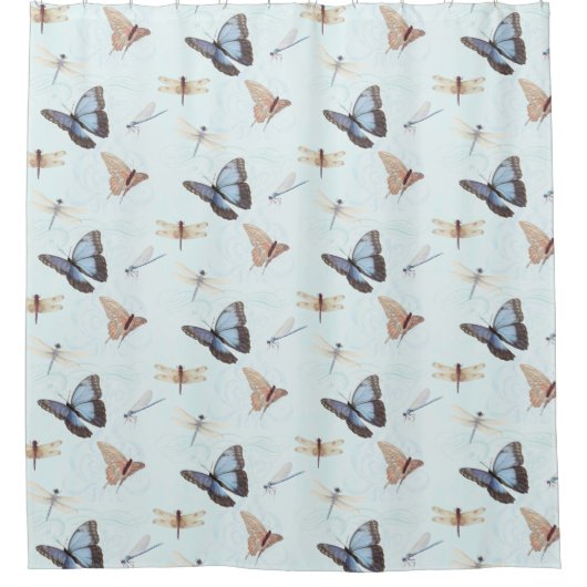 Hübscher Schmetterling in Dragonfly Swirl Rollen M Duschvorhang (Vorderseite)