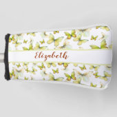 Hübscher Schmetterling mit individuelle Name Golf Headcover (Vorderseite)