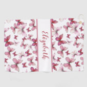 Hübscher Schmetterling mit individuelle Name Golfhandtuch (Horizontal)