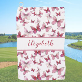 Hübscher Schmetterling mit individuelle Name Golfhandtuch