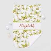 Hübscher Schmetterling mit individuelle Name Golfhandtuch (Insitu)