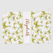 Hübscher Schmetterling mit individuelle Name Golfhandtuch (Horizontal)