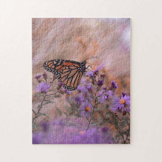 Hübscher Schmetterling mit Lavendel-Blume Puzzle (Vertikal)