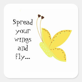 Hübscher Schmetterling mit Sprichwort Quadratischer Aufkleber