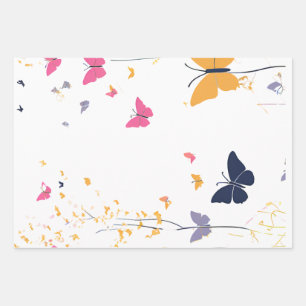 Hübscher Schmetterlingsdruck und ein Hazy Lavendel Geschenkpapier Set