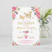 Hübscher Schmetterlingwatercolor-Blumentee-Party Einladung (Stehend Vorderseite)