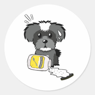 Hübscher Schnauzer-Hund verschüttet Mayonnaise Runder Aufkleber