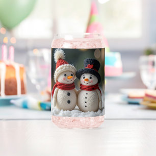 hübscher Schneemann zusammen Dosenglas
