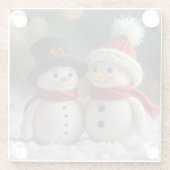 hübscher Schneemann zusammen Glasuntersetzer (Rückseite)