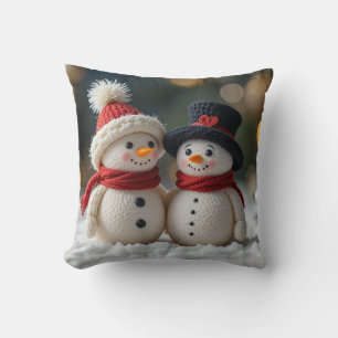 hübscher Schneemann zusammen Kissen