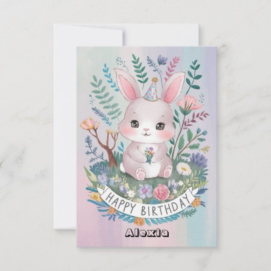 Hübscher schöner Bunny Digital Geburtstag Karte (Vorderseite)