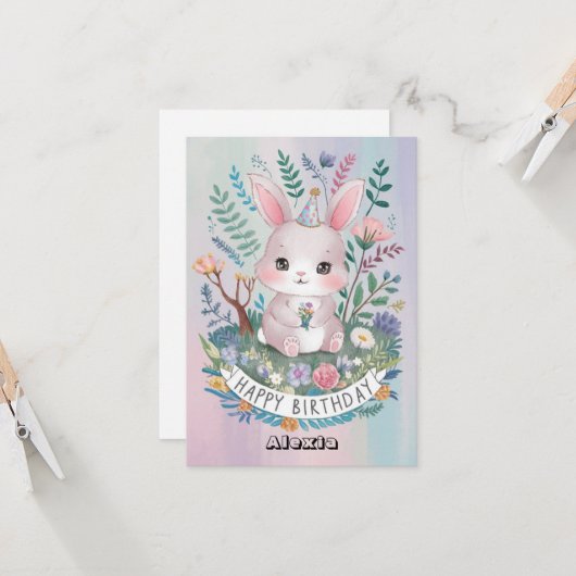 Hübscher schöner Bunny Digital Geburtstag Karte (Vorderseite/Rückseite Beispiel)