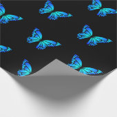 Hübscher Schwarz-Blau-Butterfly-Geschenkwrap Geschenkpapier (Ecke)