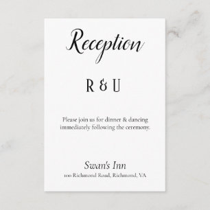 Hübscher Schwarz-Weiß-Empfang Begleitkarte
